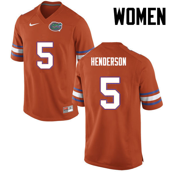 Women Florida Gators #5 CJ Henderson College Football Jerseys-Orange